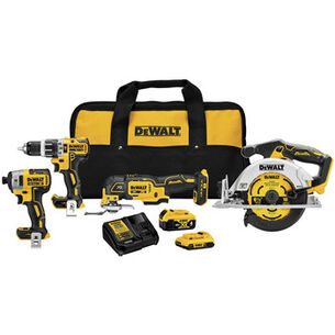 COMBO KITS | Dewalt 20V MAX XR Brushless Lithium-Ion Cordless 4-Tool Combo Kit with (1) 2 Ah and (1) 4 Ah Battery