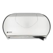 PAPER AND DISPENSERS | San Jamar 9 in. Roll 19.25 in. x 6 in. x 12.25 in. Twin Jumbo Bath Summit Tissue Dispenser - Faux Stainless Steel