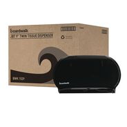 PAPER AND DISPENSERS | Boardwalk 20.25 in. x 6 in. x 12.25 in. Jumbo Twin Toilet Tissue Dispenser - Black
