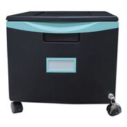 OFFICE FILING CABINETS AND SHELVES | Storex 1 Legal/letter-Size File Drawer 14.75 in. x 18.25 in. x 12.75 in. Single-Drawer Mobile Filing Cabinet - Black/Teal