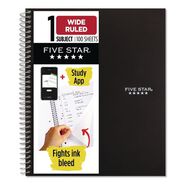 PRODUCTS | Five Star 10.5 in. x 8.63 in. Sheets Wide/Legal Rule 1-Subject Wirebound Notebook - Black Cover