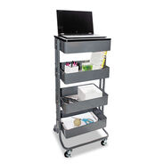 PRODUCTS | Vertiflex 15.25 in. x 11 in. x 18.5 in. to 39 in. Adjustable Multi-Use Storage Cart and Stand-Up Workstation - Gray