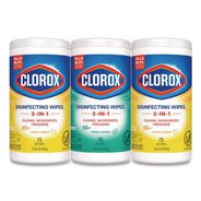 SKIN CARE AND HYGIENE | Clorox 7 in. x 8 in. 1-Ply Disinfecting Wipes - Fresh Scent/Citrus Blend, White (75/Canister, 3 Canisters/Pack)
