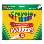 PERMANENT MARKERS | Crayola Broad Bullet Tip Non-Washable Marker - Assorted Classic Colors (12/Set)