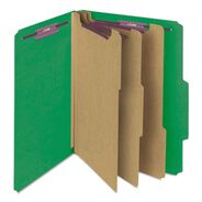 FILING AND FOLDERS | Smead 8 SafeSHIELD Fasteners 3 Dividers Letter Size 8-Section Pressboard Top Tab Classification Folders - Green (10/Box)