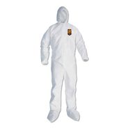 BIB OVERALLS | Ansell A30 Elastic Back and Cuff Hooded/Boots Coveralls - 4X-Large, White (21/Carton)