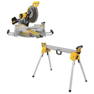SAWS | Dewalt 15 Amp 12 in. Double-Bevel Sliding Compound Corded Miter Saw and Compact Miter Saw Stand Bundle