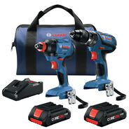 COMBO KITS | Factory Reconditioned Bosch 18V 2-Tool 1/2 in. Hammer Drill Driver and 2-in-1 Impact Driver Combo Kit with (2) CORE18V 4.0 Ah Lithium-Ion Compact Batteries