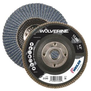 PRODUCTS | Weiler 4-1/2 in. Diameter 5/8 in. - 11 UNC Wolverine Abrasive Conical Flap Disc