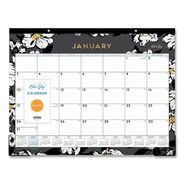 OFFICE PRESENTATION SUPPLIES | Blue Sky 22 in. x 17 in. 12-Month (Jan-Dec 2026) Baccara Dark Desk Pad - White/Black/Gold Sheets/Black Binding