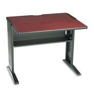 OFFICE FURNITURE AND LIGHTING | Safco 35.5 in. x 28 in. x 30 in. Computer Desk with Reversible Top - Mahogany/Medium Oak/Black