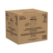 FOOD TRAYS CONTAINERS LIDS | Dart 5.3 in. x 9.8 in. x 3.3 in. Foam Hinged Lid Hoagie Container with Removable Lid - White (500/Carton)