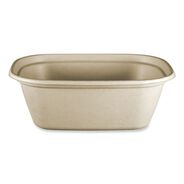 FOOD TRAYS CONTAINERS LIDS | World Centric CT-SC-U3-LFP 8.7 in. x 6.5 in. x 3.1 in. 48 oz. Paper Fiber Containers - Natural (400/Carton)