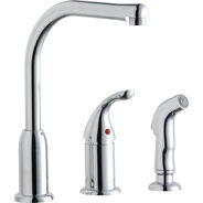 KITCHEN SINKS AND FAUCETS | Elkay Everyday Kitchen Deck Mount Faucet with Remote Lever Handle and Side Spray (Chrome)