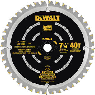 SAW ACCESSORIES | Dewalt DWA31740 7 1/4 in. 40T Composite Decking Blade