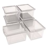 DESK ACCESSORIES AND OFFICE ORGANIZERS | Storex Storage Bins, with Snap-On Lid, 4 gal, 11.25 x 13.53 x 7.87, Translucent, 6/Pack