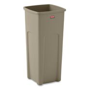 TRASH WASTE BINS | Rubbermaid Commercial Untouchable 23 Gallon Square Plastic Waste Container - Beige