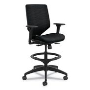 OFFICE CHAIRS | HON Solve Series Upholstered Back Task Stool Supports Up to 300 lbs. 23 in. to 33 in. Seat Height Ink Seat/Back - Black Base