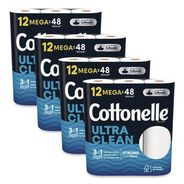PAPER AND DISPENSERS | Cottonelle 55489 Ultra CleanCare 1-Ply Septic Safe Mega Rolls Strong Tissue Toilet Paper - White (48/Carton)