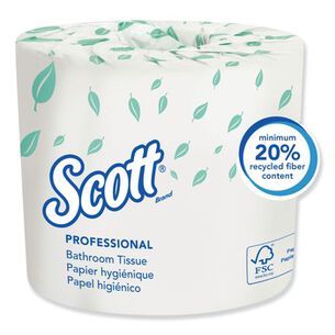 PAPER AND DISPENSERS | Scott 2-Ply Septic Safe Essential Standard Roll Bathroom Tissue for Business - White (550/Roll)