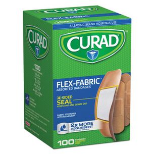  | Curad CUR0700RB Flex Fabric Bandages - Assorted Sizes (100/Box)