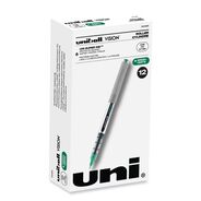 OFFICE AND OFFICE SUPPLIES | uni-ball Fine 0.7 mm VISION Stick Roller Ball Pen - Green Ink, Silver/Green/Clear Barrel (1-Dozen)