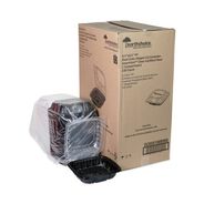 FOOD SERVICE | Pactiv Corp. DC858100B000 38 oz 8.5 x 8.5 x 3 EarthChoice Vented Dual Color Microwavable Plastic Hinged Lid Container - Black/Clear (150/Carton)