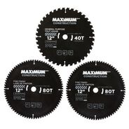 TABLE SAW BLADES | Maximum (3-Piece) 12 in. 40/80T Carbide Tipped Circular Saw Blade Set for Wood