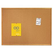 OFFICEJANSAN | Quartet 36 in. x 24 in. Classic Series Cork Bulletin Board - Tan Surface, Oak Fiberboard Frame