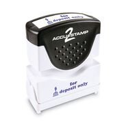 MAILING PACKING AND SHIPPING | ACCUSTAMP2 1.63 in. x 0.5 in. FOR DEPOSIT ONLY Pre-Inked Shutter Stamp - Blue