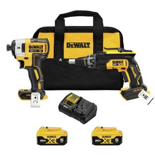 COMBO KITS | Dewalt 20V MAX XR Brushless Lithium-Ion Cordless Drywall Screwgun and Impact Driver Combo Kit with 2 Batteries (5 Ah)