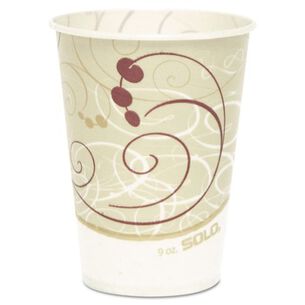 CUPS AND LIDS | SOLO 9 oz. Symphony Design Wax-Coated Paper Cold Cups - Beige/White (2000/Carton)