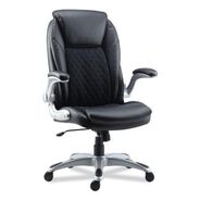 OFFICE CHAIRS | Alera Leithen Bonded Leather Midback Chair Supports Up to 275 lbs. - Black/Silver