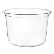 FOOD TRAYS CONTAINERS LIDS | Vegware 4.6 in. x 3 in. 16 oz. Compostable Plastic Round Deli Pots - Clear (500/Carton)