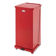 TRASH WASTE BINS | Rubbermaid Commercial 13 gal. Defenders Heavy-Duty Steel Step Can - Red