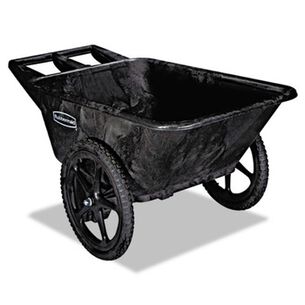 CLEANING CARTS | Rubbermaid Commercial FG564200BLA 32.75 in. x 58 in. x 28.25 in. 300 lbs. Capacity Big Wheel Agriculture Wheelbarrow - Black