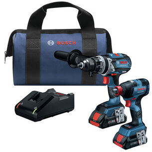  | Factory Reconditioned Bosch 18V Brute Tough Connected-Ready EC Brushless Li-Ion 1/2 in. Cordless Hammer Drill Driver / 1/4  / 1/2 in. 2-In-1 Impact Driver Combo Kit (4 Ah)