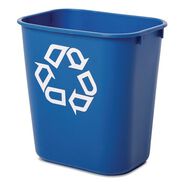 TRASH WASTE BINS | Rubbermaid Commercial 13.63-Quart Rectangular Deskside Recycling Container - Small, Blue