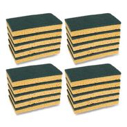 PRODUCTS | Boardwalk 74BWK MD 20/Carton 3.6 in. x 6.1 in., 0.75 in. Thick, Individually Wrapped, Medium Duty Scrubbing Sponge - Yellow/Green