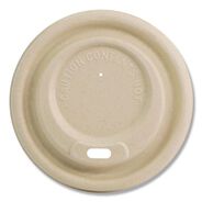 CUPS AND LIDS | World Centric CULFB12GNLF Fiber Lids for 10 to 20 oz Hot Cups - Natural (1000/Carton)
