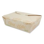 FOOD TRAYS CONTAINERS LIDS | World Centric 6.25 in. x 8.7 in. x 2.5 in. 65 oz. Sugarcane No Tree Folded Takeout Containers - Natural (200/Carton)