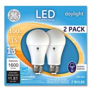LIGHT BULBS | GE 15 Watts/100 Watts A19 LED Bulbs - Daylight (2/Pack)