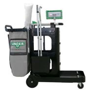 FOOD SERVICE | Unger UNGCRTZN ZoneCleanRx 23.5 in. x 25 in. x 25 in. 3 Shelves Plastic Janitorial Carts - Black
