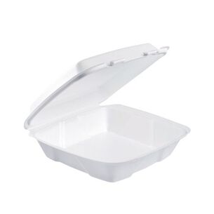 PRODUCTS | Dart Foam Hinged Performer Perforated 9 in. x 9.4 in. x 3 in. Lid Container - White (200/Carton)