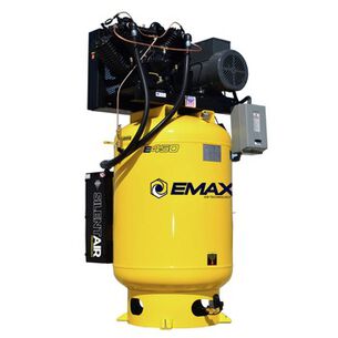 PRODUCTS | EMAX 7.5 HP 120 Gallon Industrial 2 Stage Single Phase Industrial V4 Pressure Lubricated Pump 31 CFM @ 100 PSI Plus SILENT Air Compressor