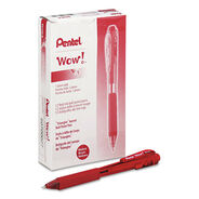 PRODUCTS | Pentel Medium 1 mm Retractable WOW! Ballpoint Pen - Red Ink, Translucent Red/Red Barrel (1-Dozen)