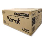 FOOD SERVICE | Karat Polypropylene Plastic Hinged Container 9 x 9 x 3 Black/Clear Plastic 50/Pack 3 Packs/Carton