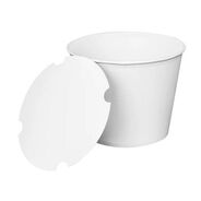 FOOD SERVICE | Karat 8.46 in. x 6.6 in. 130 oz. Paper Food Bucket with Lid - White (150/Carton)
