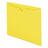 FILE JACKETS AND SLEEVES | Smead Straight Tab Colored File Jackets with Reinforced Double-Ply Tab - Letter, Yellow (100/Box)