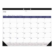 PRODUCTS | Blueline 22 in. x 17 in. 13-Month (Jul 2025-2026) DuraGlobe Academic Desk Pad Calendar - White/Blue/Gray Sheets/Black Headband